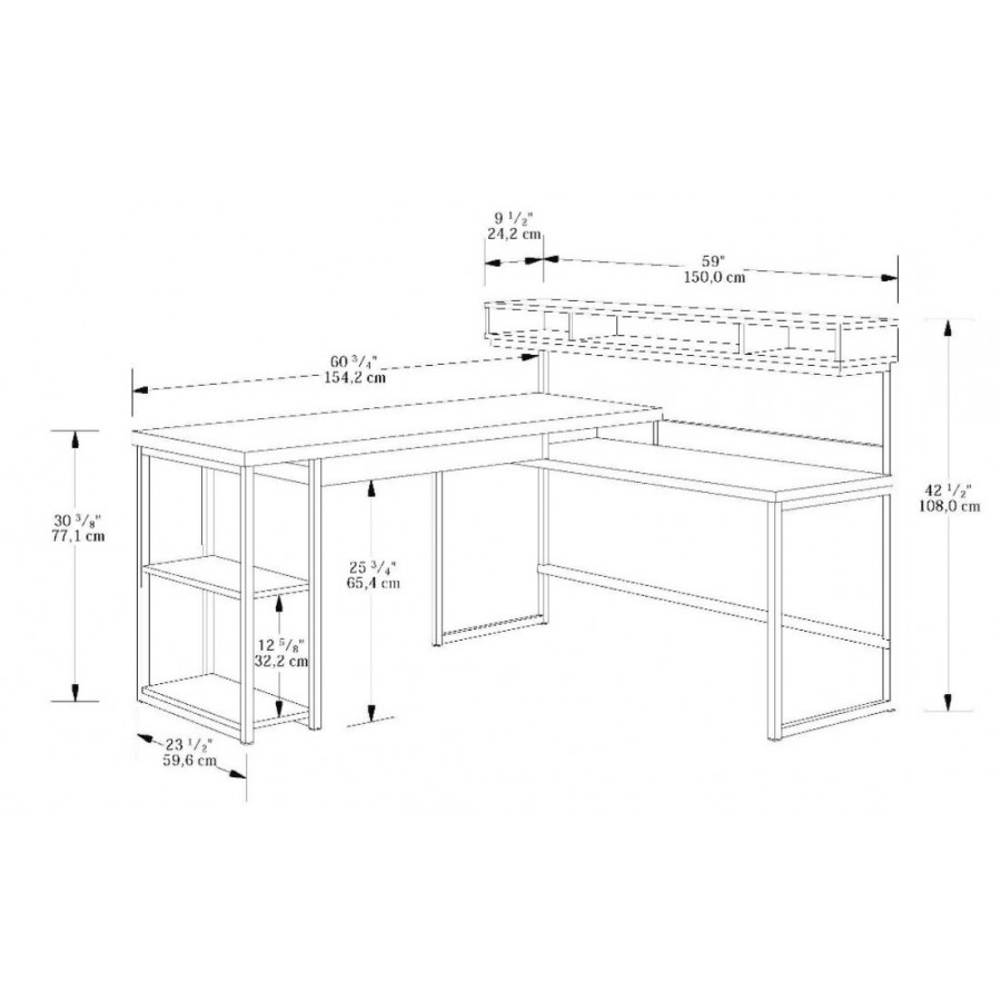 Streamline Salt Oak L-Shaped Home Office Desk